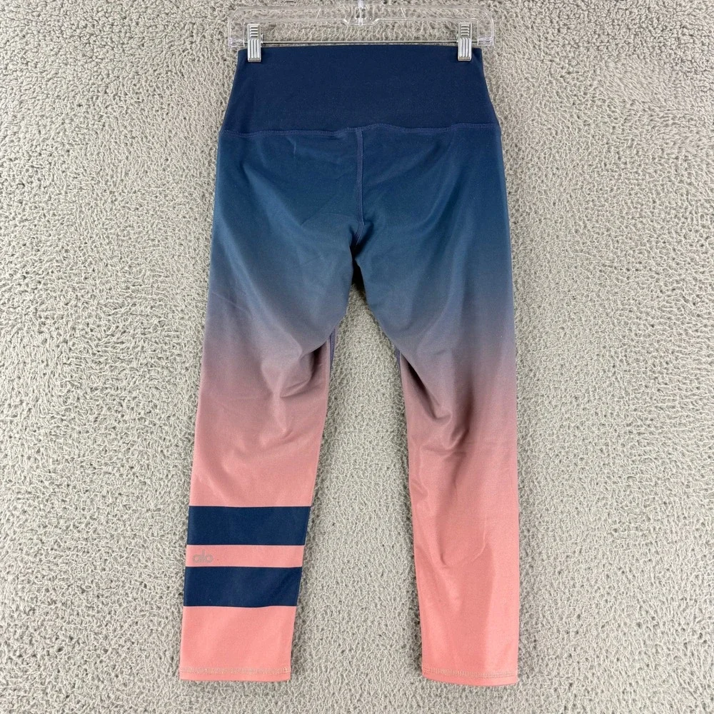 Alo Yoga Leggings Womens S Blue Pink Ombre Gradient High Waist Crop RN87370 Yoga